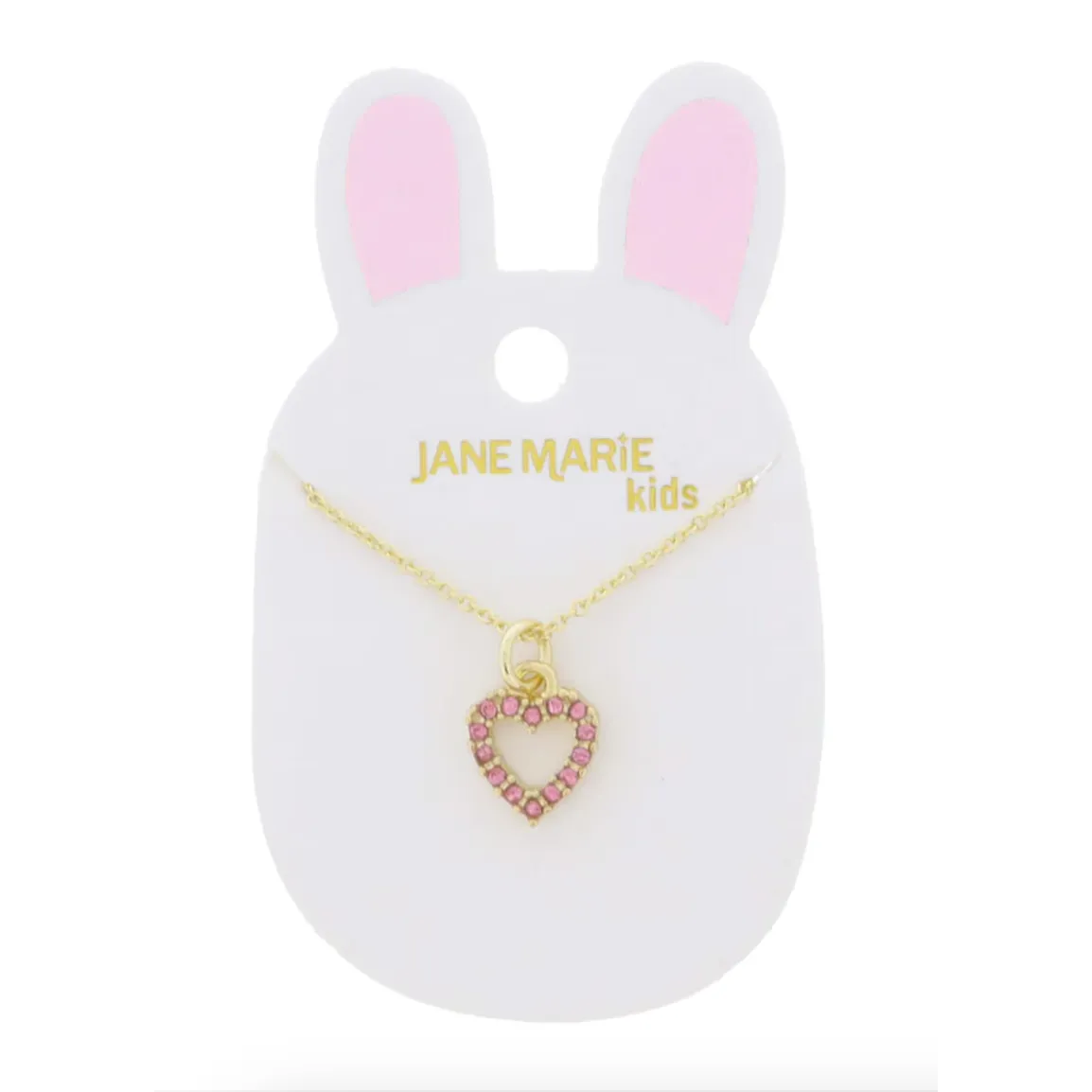 Jane Marie Kids Pave Pink Crystal Open Heart Necklace