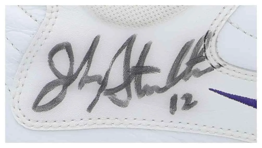John Stockton Twice Signed Game Used Utah Jazz 1997-98 Nike Sneakers BAS Mears