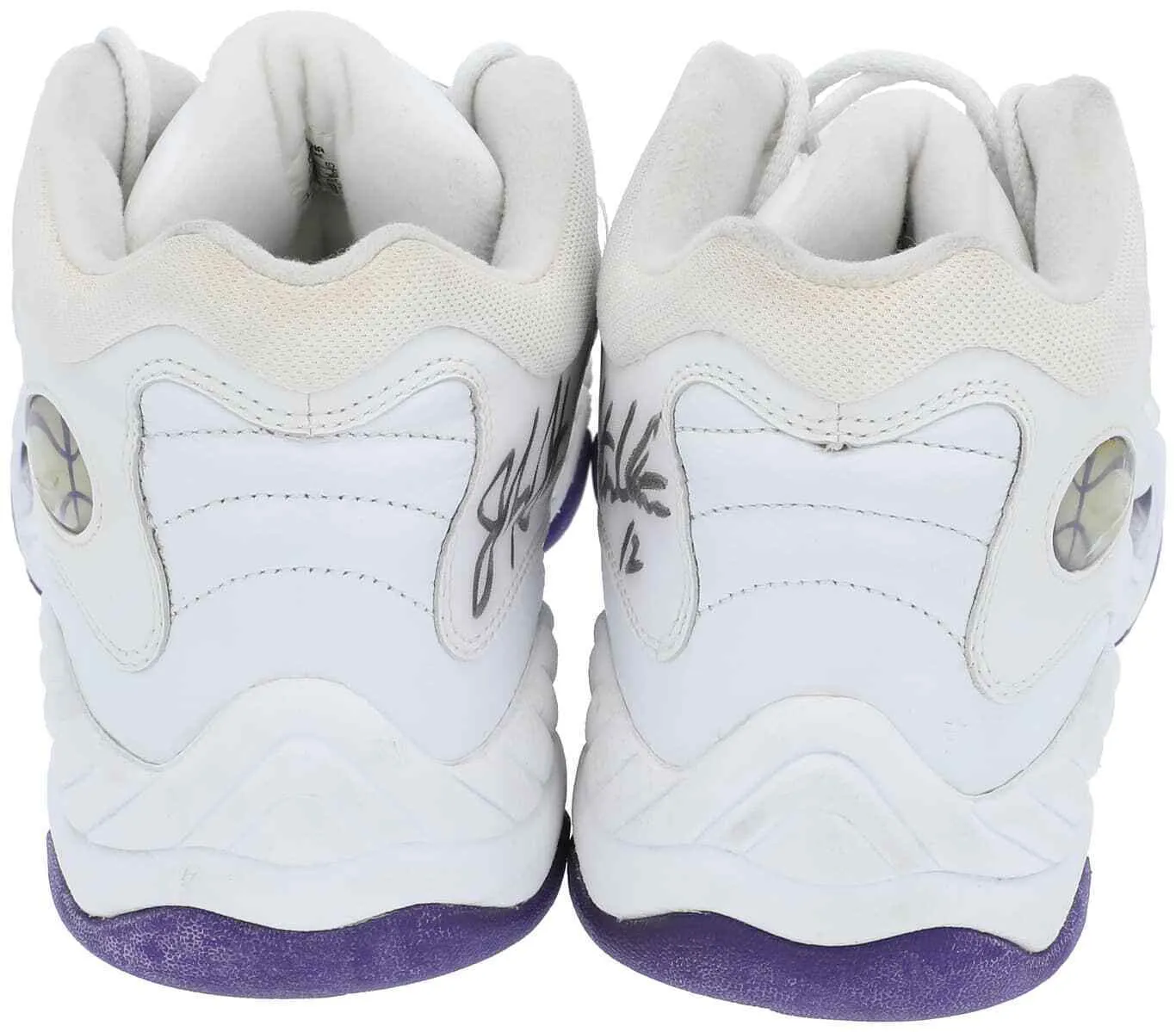John Stockton Twice Signed Game Used Utah Jazz 1997-98 Nike Sneakers BAS Mears