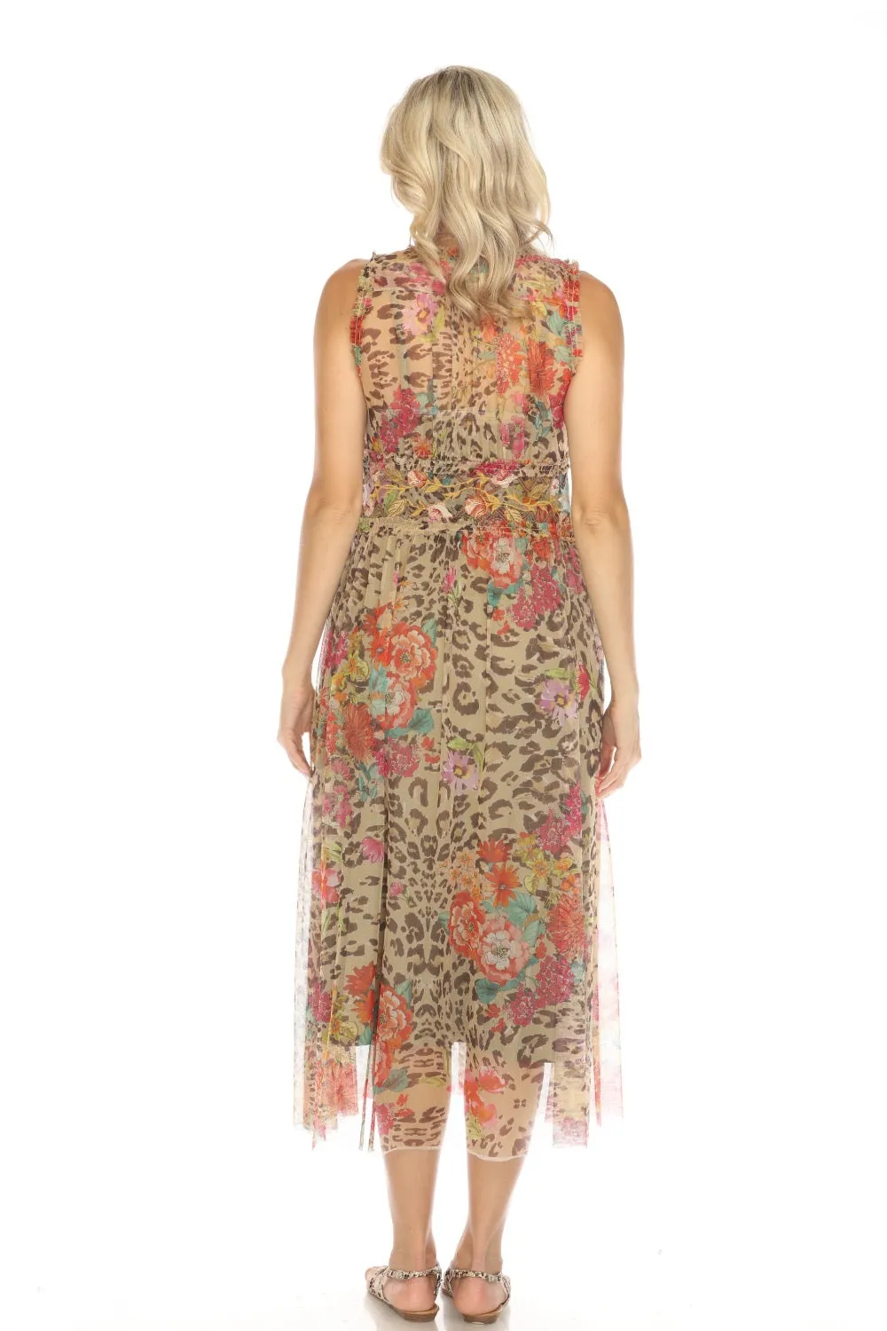 Johnny Was Biya Mazzy Boxy Shirred Mesh Slip Dress B32124 Boho Chic