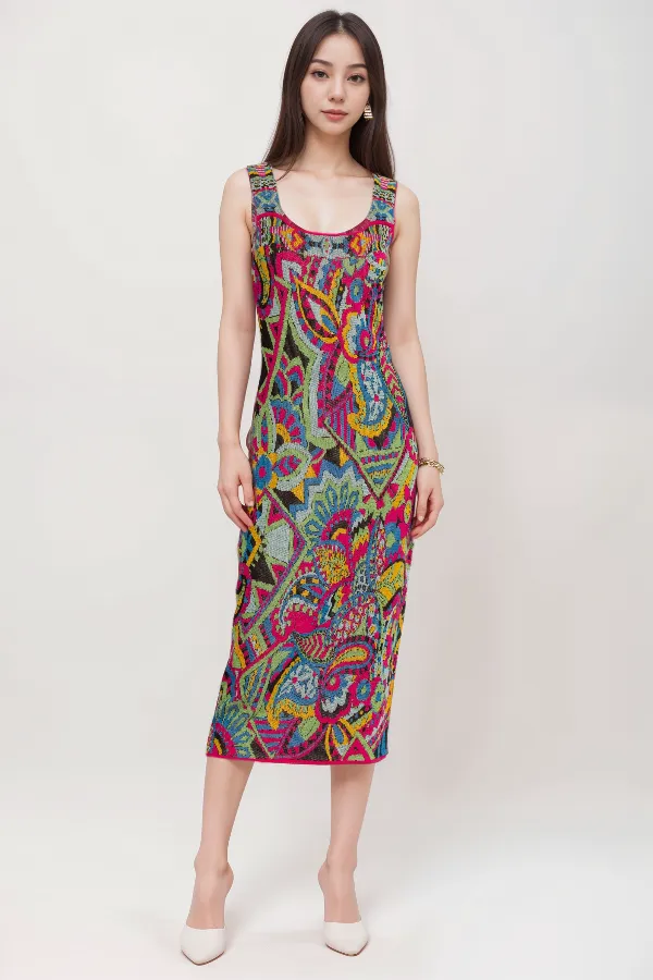 Johnny Was Demarne Midi Dress M60924 Boho Chic
