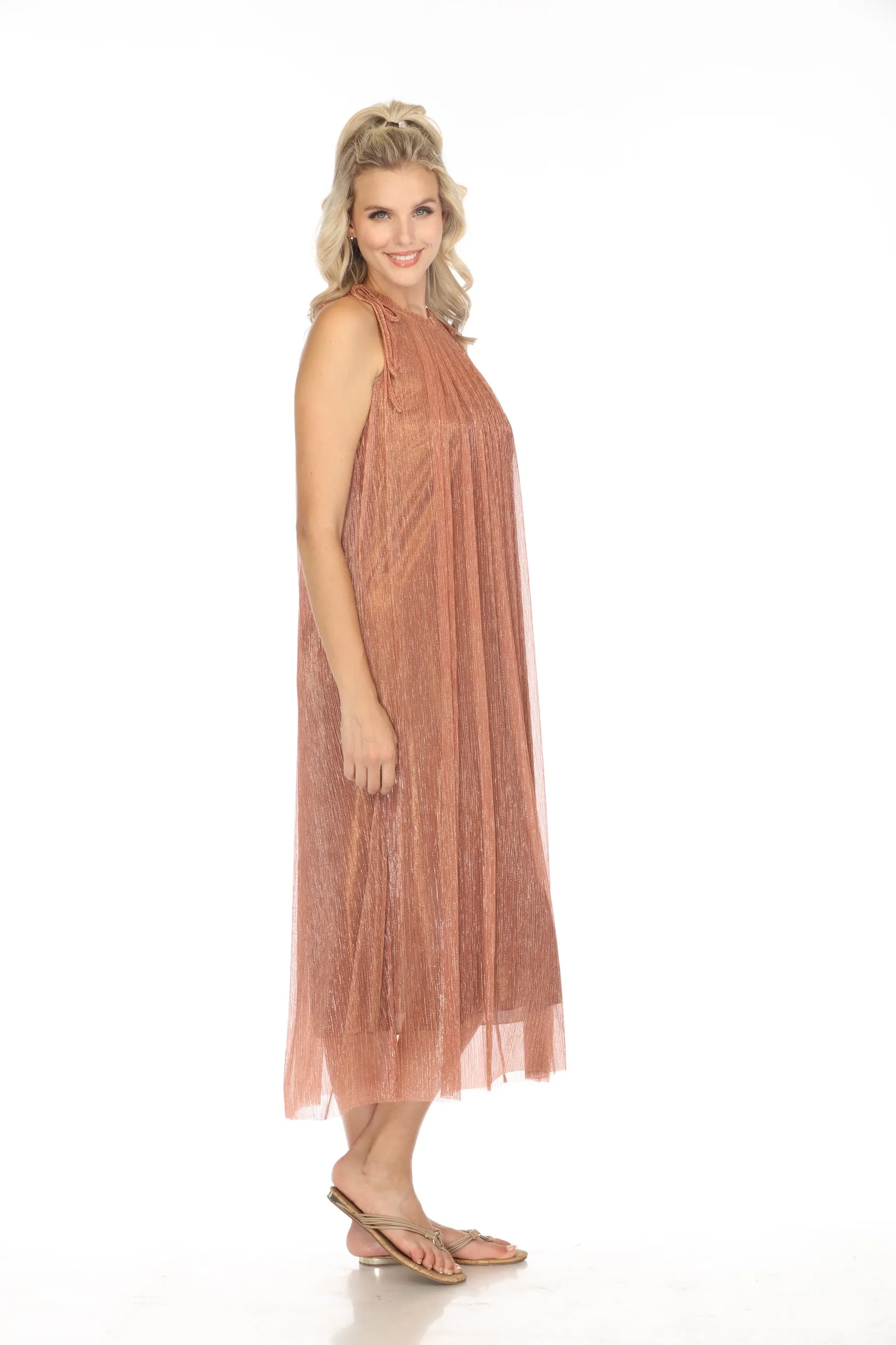 Johnny Was Jade Dylan Metallic Halter Midi Dress L35924 Boho Chic