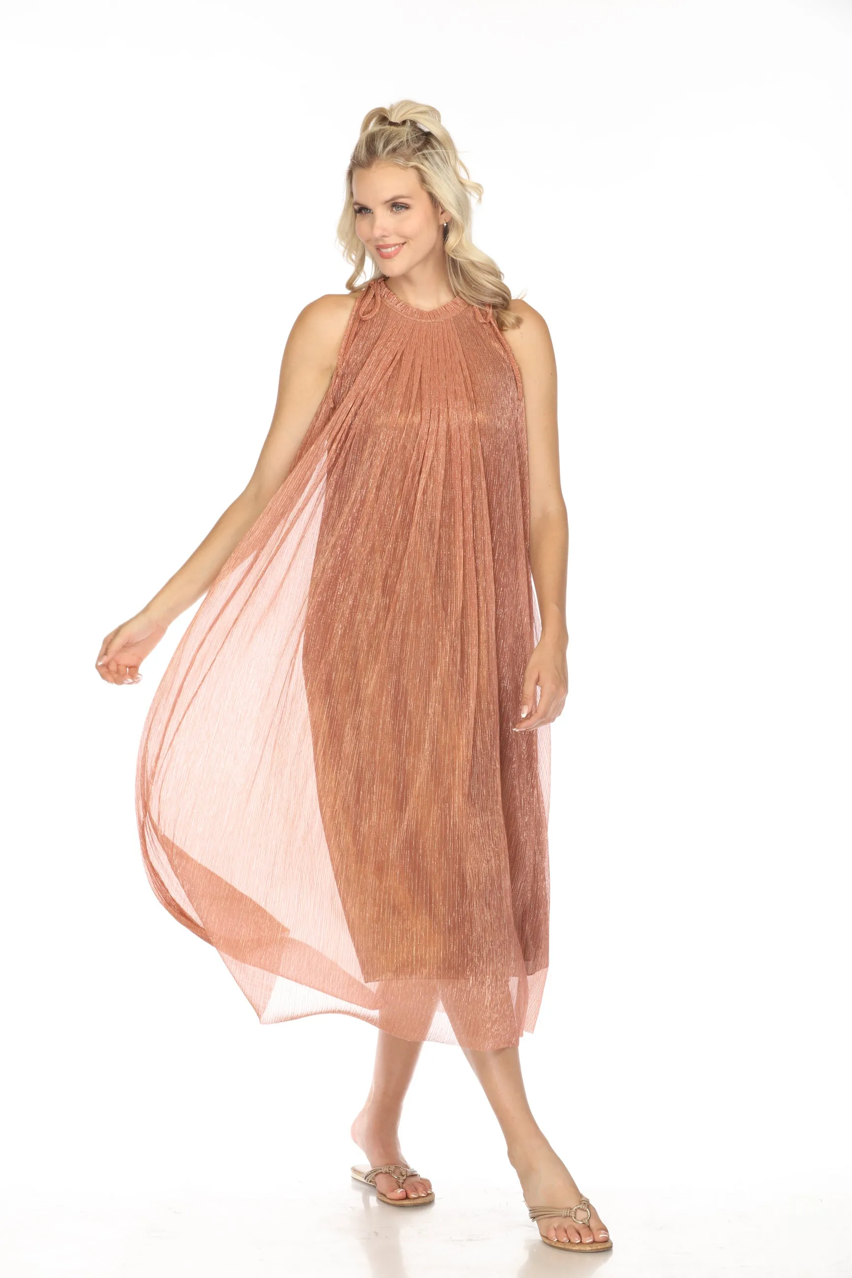 Johnny Was Jade Dylan Metallic Halter Midi Dress L35924 Boho Chic
