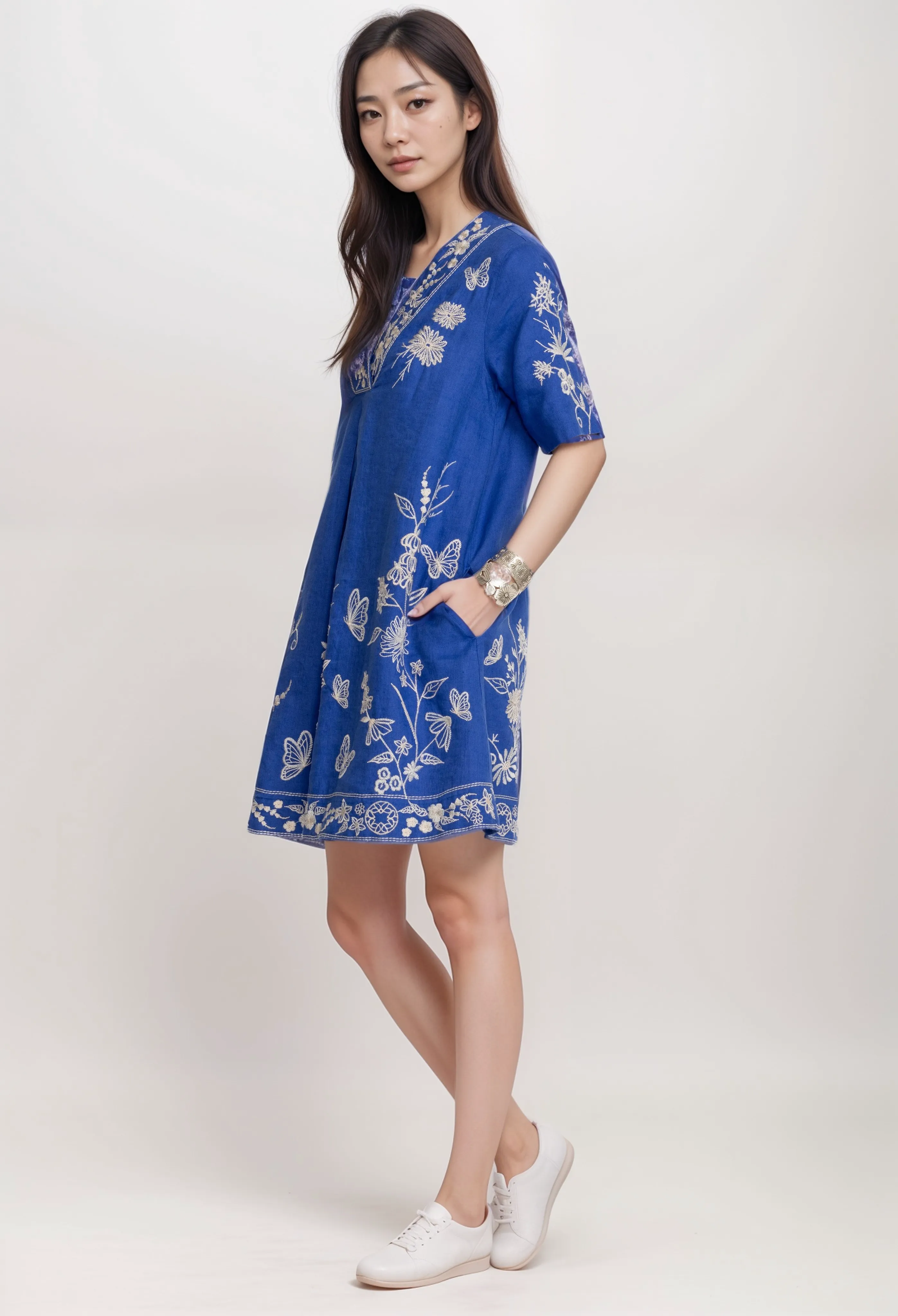 Johnny Was JWLA Domingo Dolman Linen Dress Boho Chic J31824