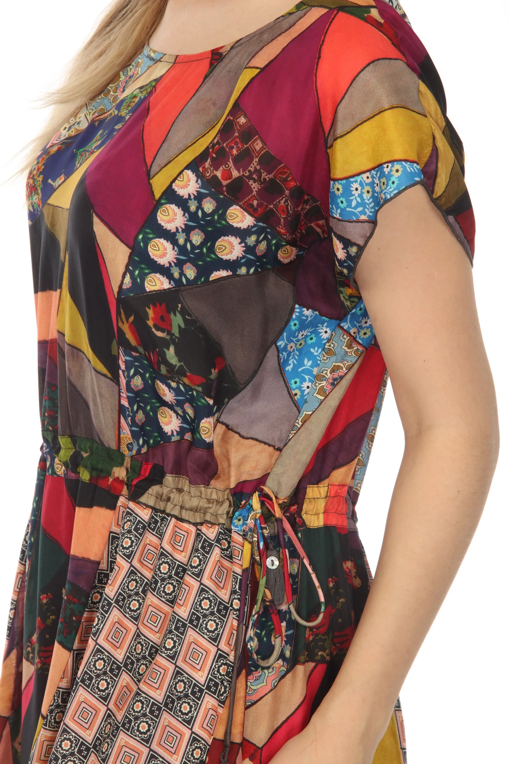 Johnny Was Vintage Cora Silk Geometric Maxi Dress Boho Chic C33622B7