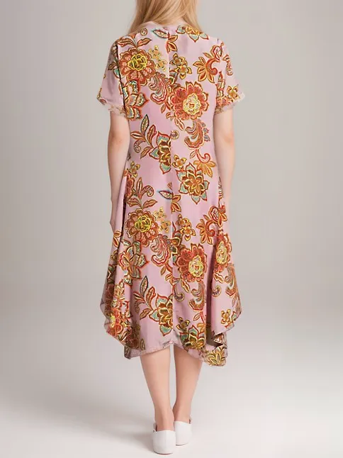 Johnny Was Workshop Messina Floral Silk Dress W36624 Boho Chic