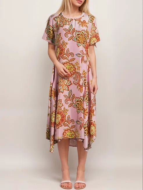 Johnny Was Workshop Messina Floral Silk Dress W36624 Boho Chic