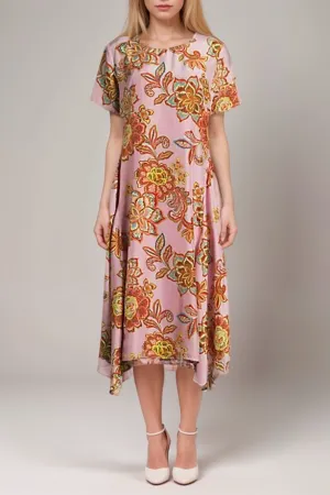 Johnny Was Workshop Messina Floral Silk Dress W36624 Boho Chic