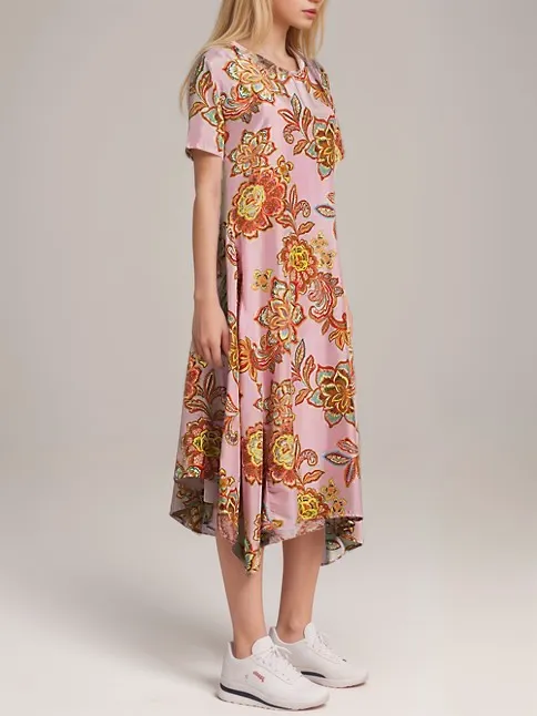 Johnny Was Workshop Messina Floral Silk Dress W36624 Boho Chic