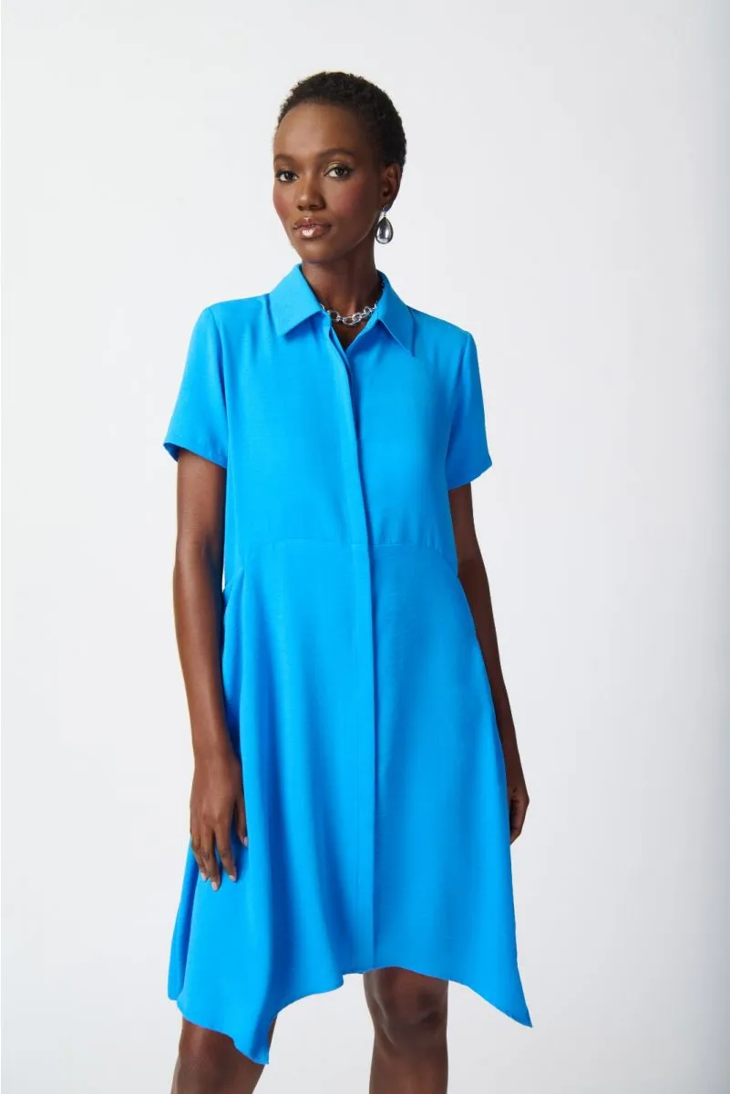 Joseph Ribkoff French Blue Button Front Short Sleeve Shirt Dress 241079