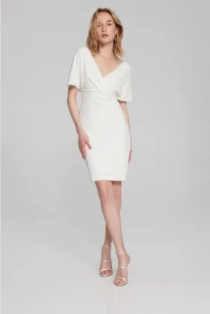 Joseph Ribkoff Pearl Embellished Faux Wrap Sheath Dress 241761