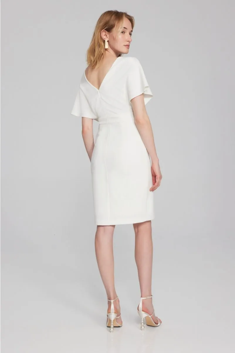 Joseph Ribkoff Pearl Embellished Faux Wrap Sheath Dress 241761