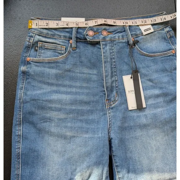 Judy Blue Women Short High Waist Tummy Control Double Button Bermuda Large