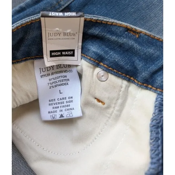 Judy Blue Women Short High Waist Tummy Control Double Button Bermuda Large