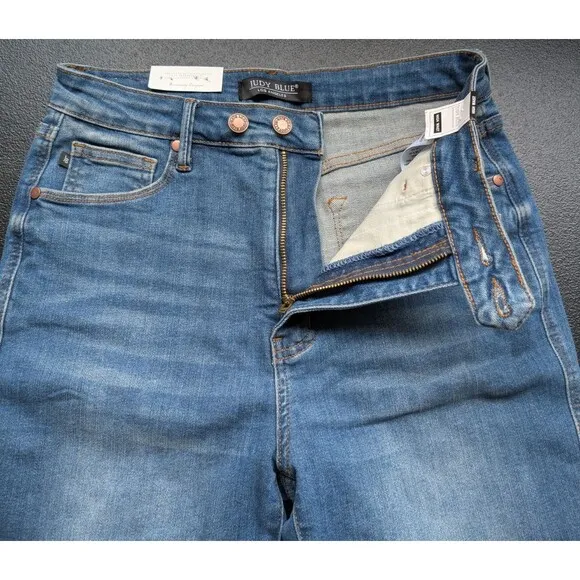 Judy Blue Women Short High Waist Tummy Control Double Button Bermuda Large