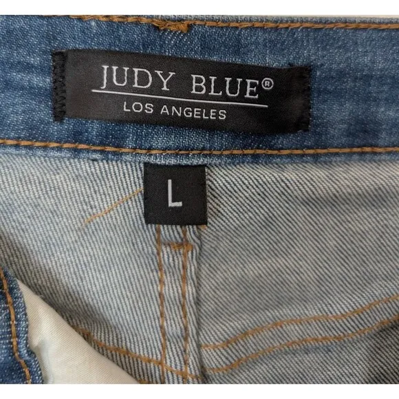 Judy Blue Women Short High Waist Tummy Control Double Button Bermuda Large