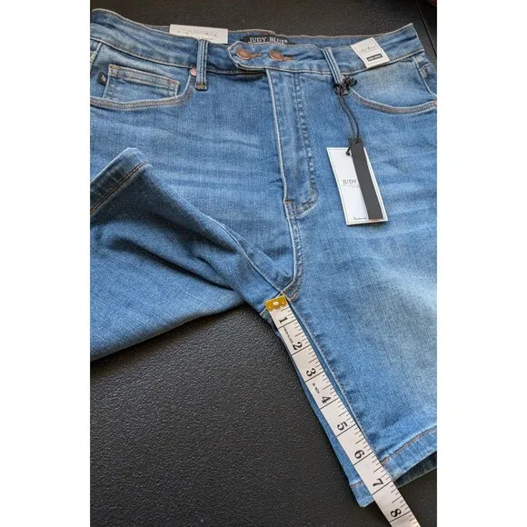 Judy Blue Women Short High Waist Tummy Control Double Button Bermuda Large