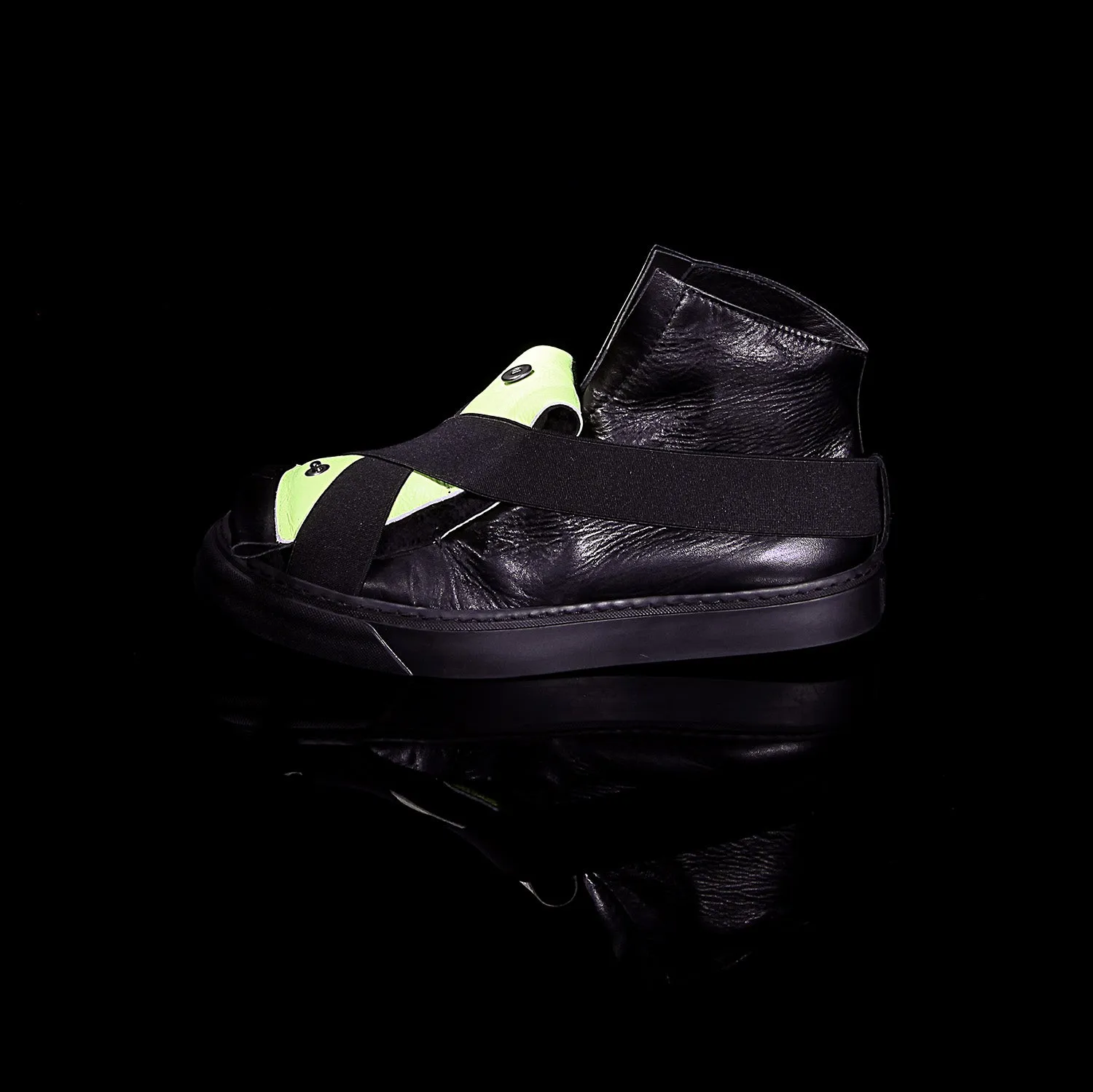 K6 / NEON BLACK / UNISEX LEATHER SNEAKER