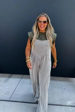 Karli Boho Overalls - Two Tone Olive