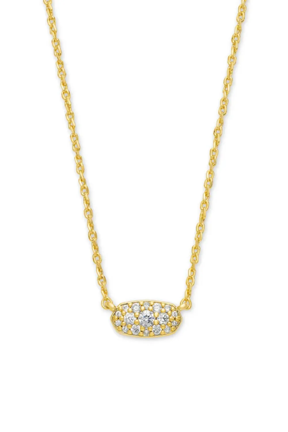 Kendra Scott Grayson Gold Crystal Pendant Necklace in White Crystal | 4217719676