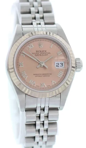 Ladies Rolex Oystel Perpetual Datejust 79174 Stainless Steel Pink Dial