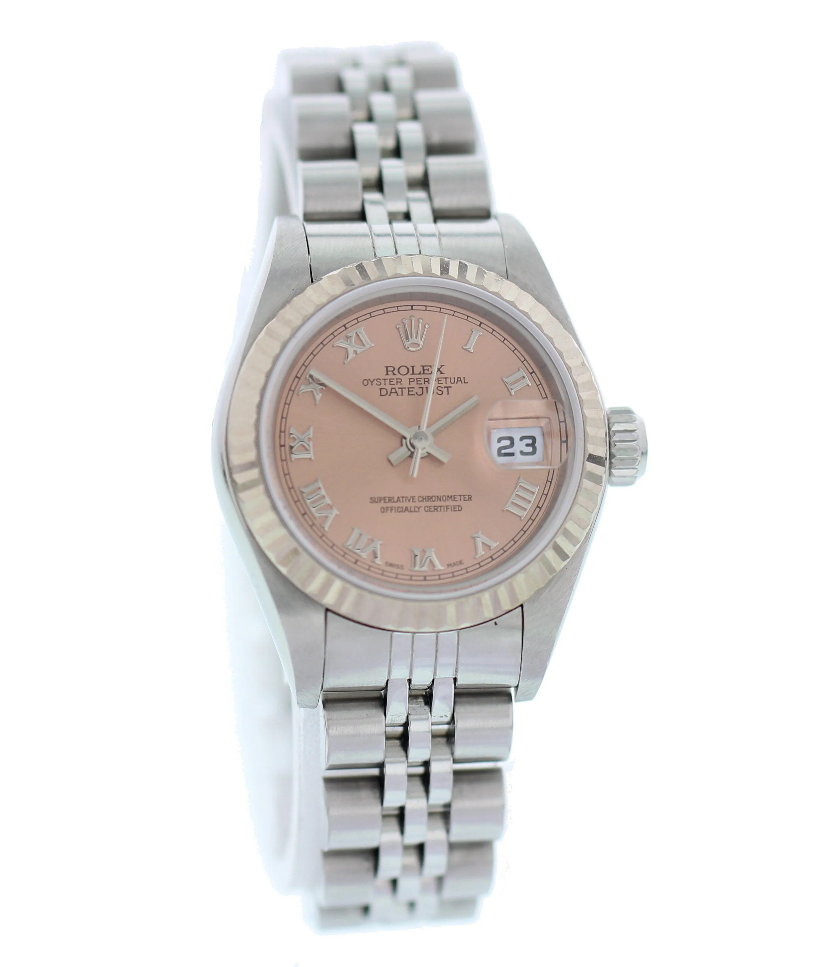 Ladies Rolex Oystel Perpetual Datejust 79174 Stainless Steel Pink Dial