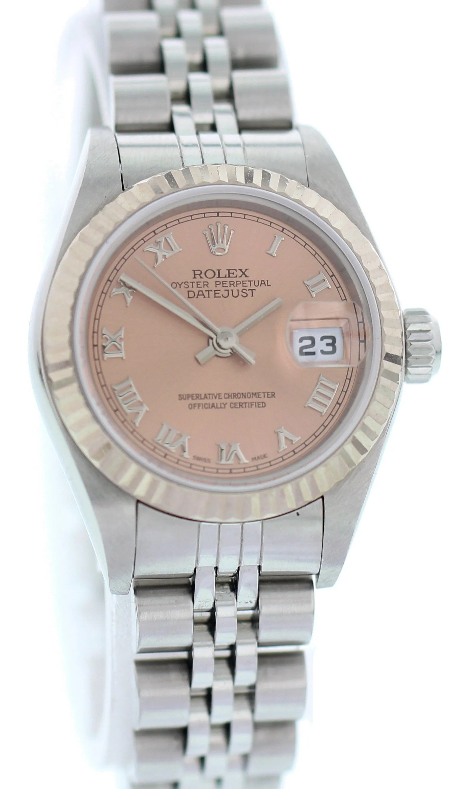 Ladies Rolex Oystel Perpetual Datejust 79174 Stainless Steel Pink Dial
