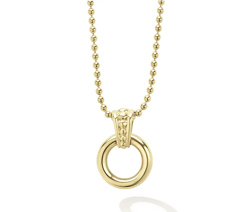 LAGOS Gold & Black Caviar Circle Pendant Necklace