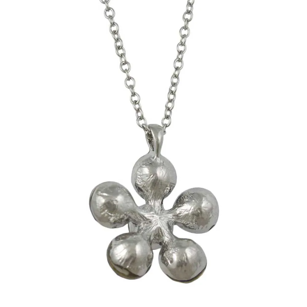 Large Pink Crystal Daisy Pendant on Silver-tone Chain - PT519PK