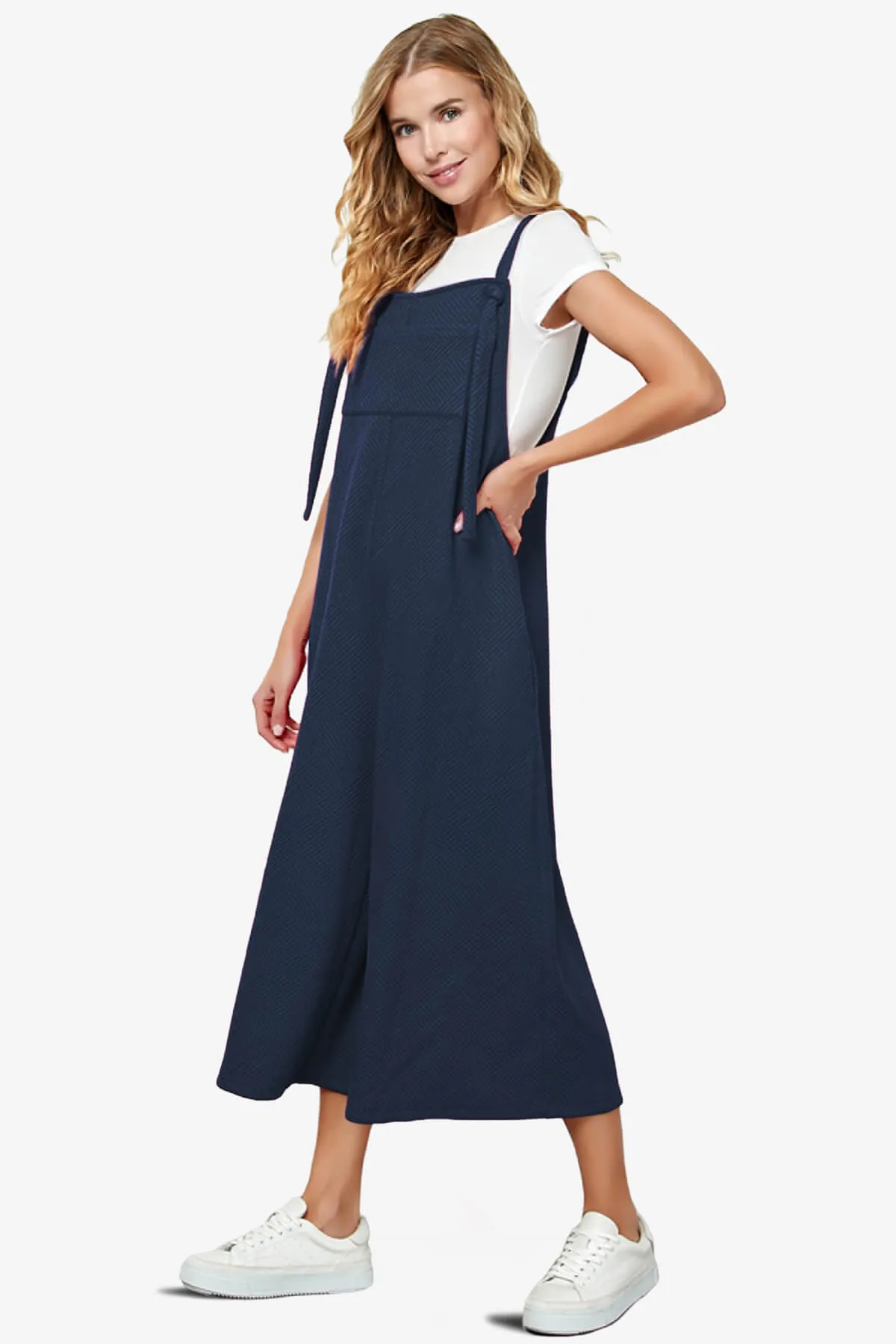 Lassy Textured Cropped Wide Leg Overall Pants