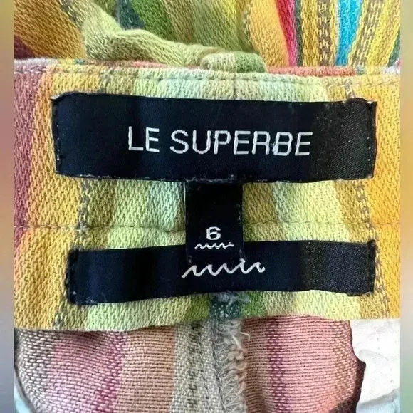 Le Superbe Satillo Bermuda Short Multi Serape Stripe Size 6 100% Cotton