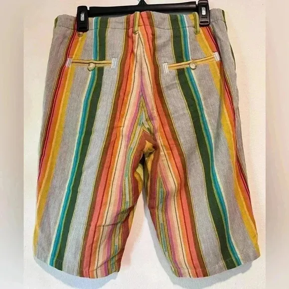 Le Superbe Satillo Bermuda Short Multi Serape Stripe Size 6 100% Cotton