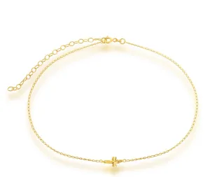 Leticia Sideways Diamond Cut Cross Choker Necklace