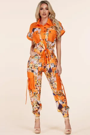 LETTER ART PRINT JUMPSUIT