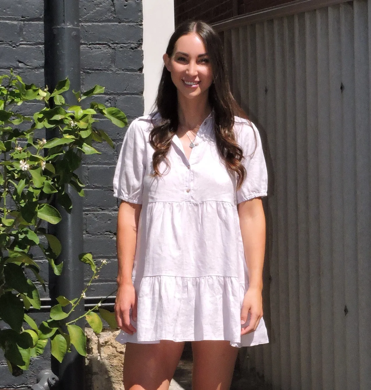 Little Lies Daisy Lavender Linen Dress R21090701