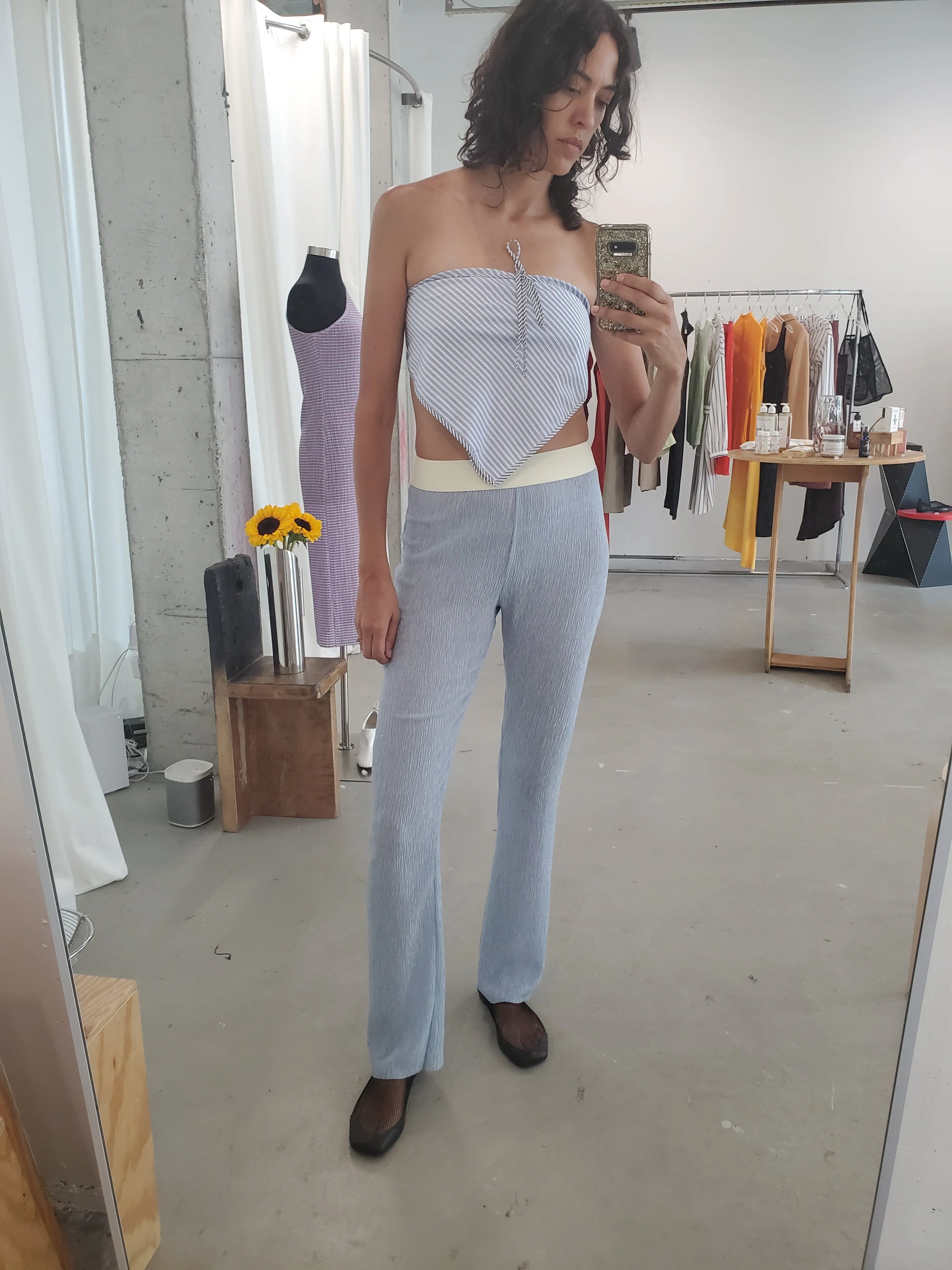 Long Knit Pants - Sky
