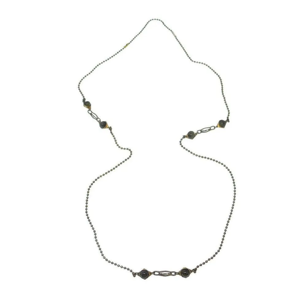 Long Necklace Green Jasper Stone