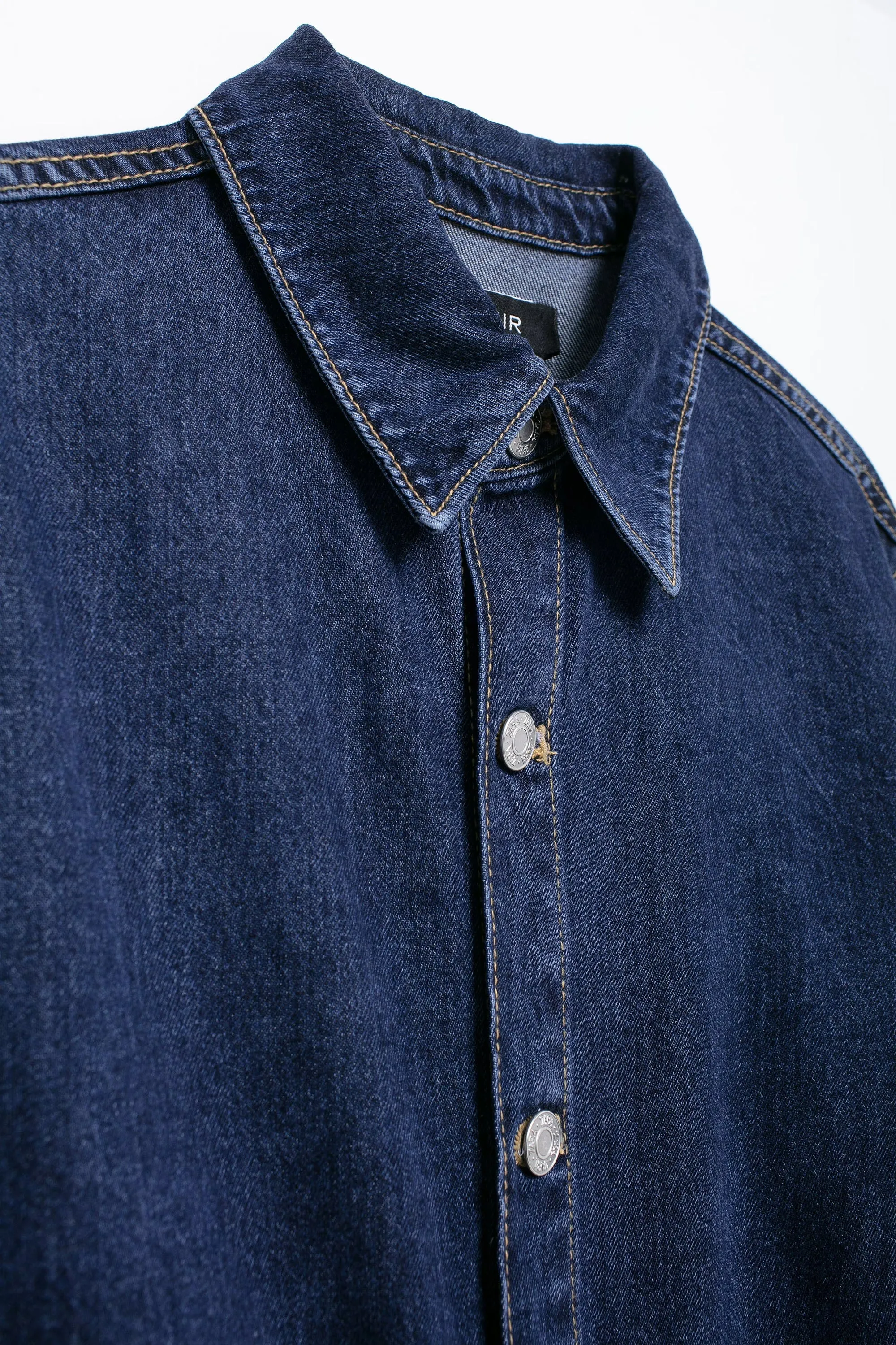 Long Sleeve Button Down Dark Wash Jumpsuit