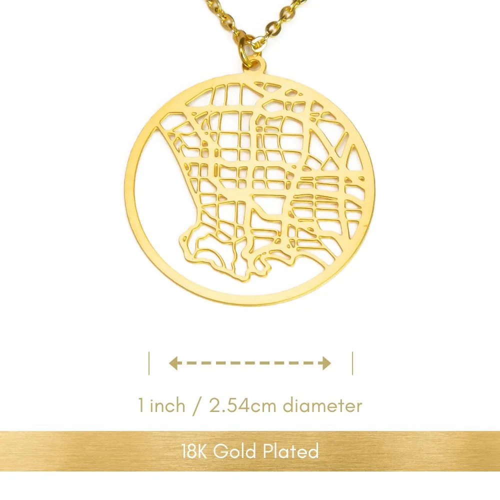 Los Angeles Gold - City Map Necklace