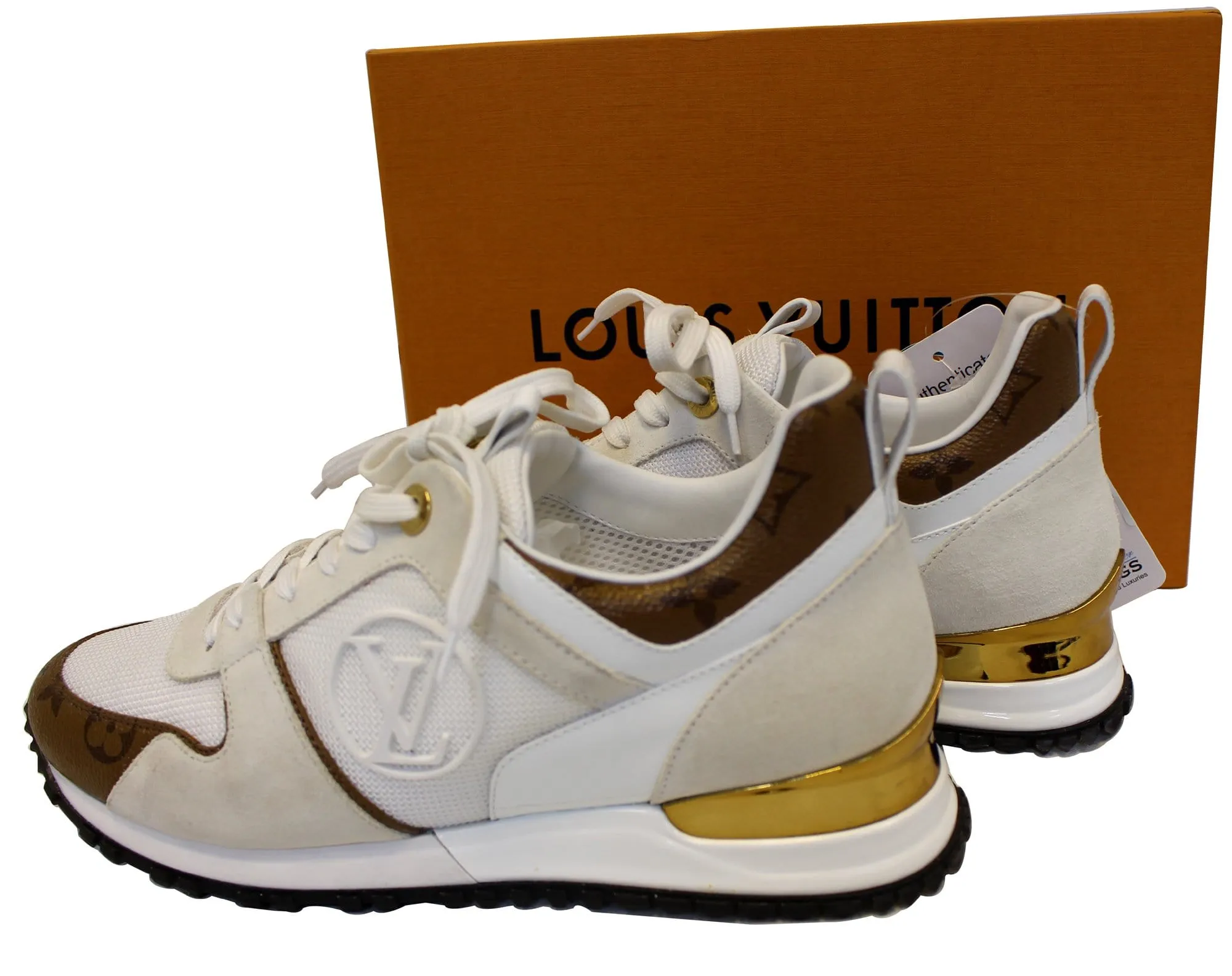 LOUIS VUITTON Monogram Canvas Suede Run Away Sneakers Size 38