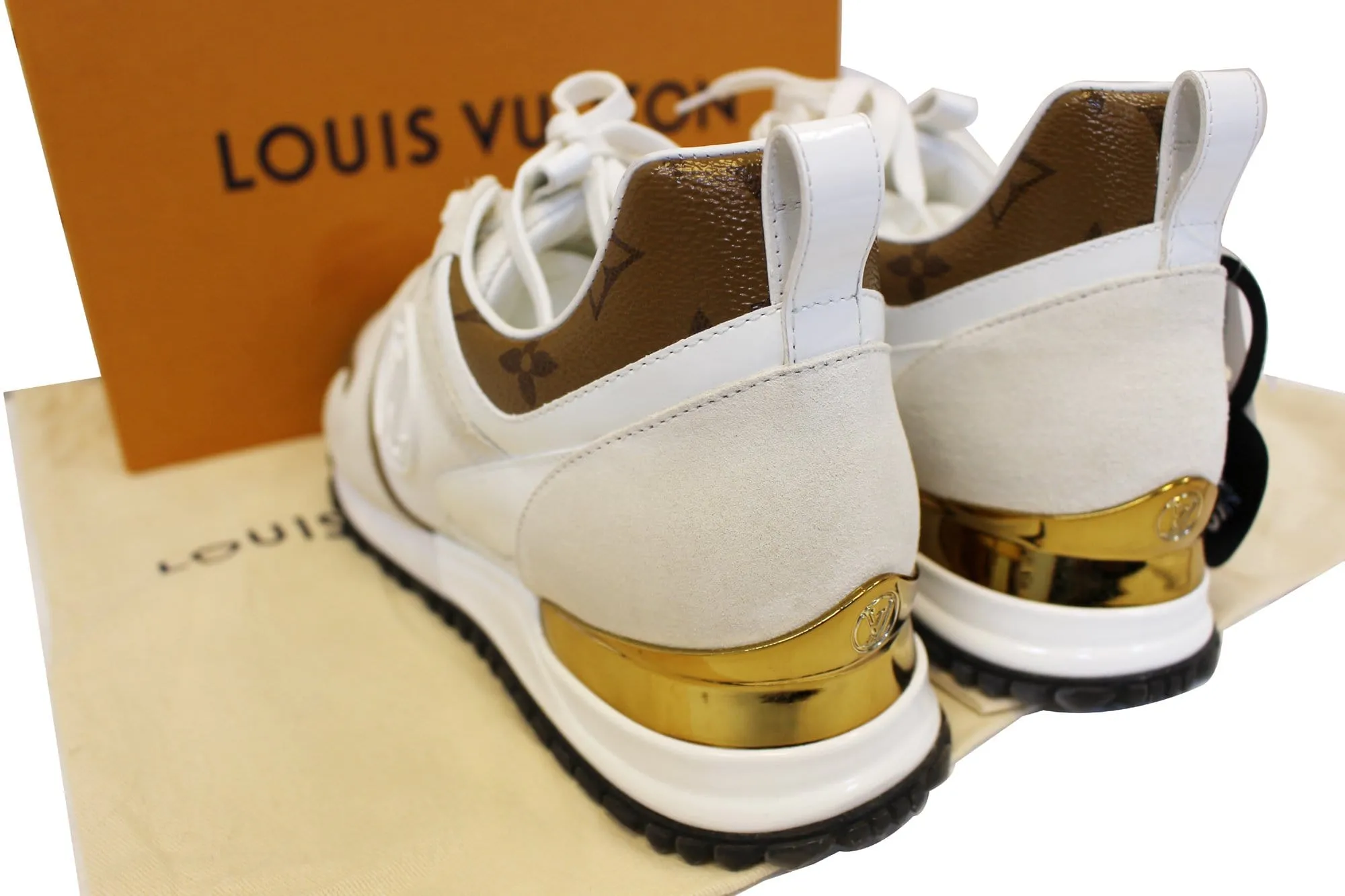 LOUIS VUITTON Monogram Canvas Suede Run Away Sneakers Size 38
