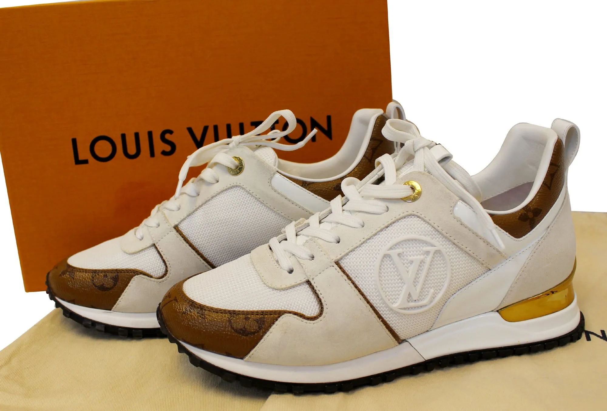 LOUIS VUITTON Monogram Canvas Suede Run Away Sneakers Size 38