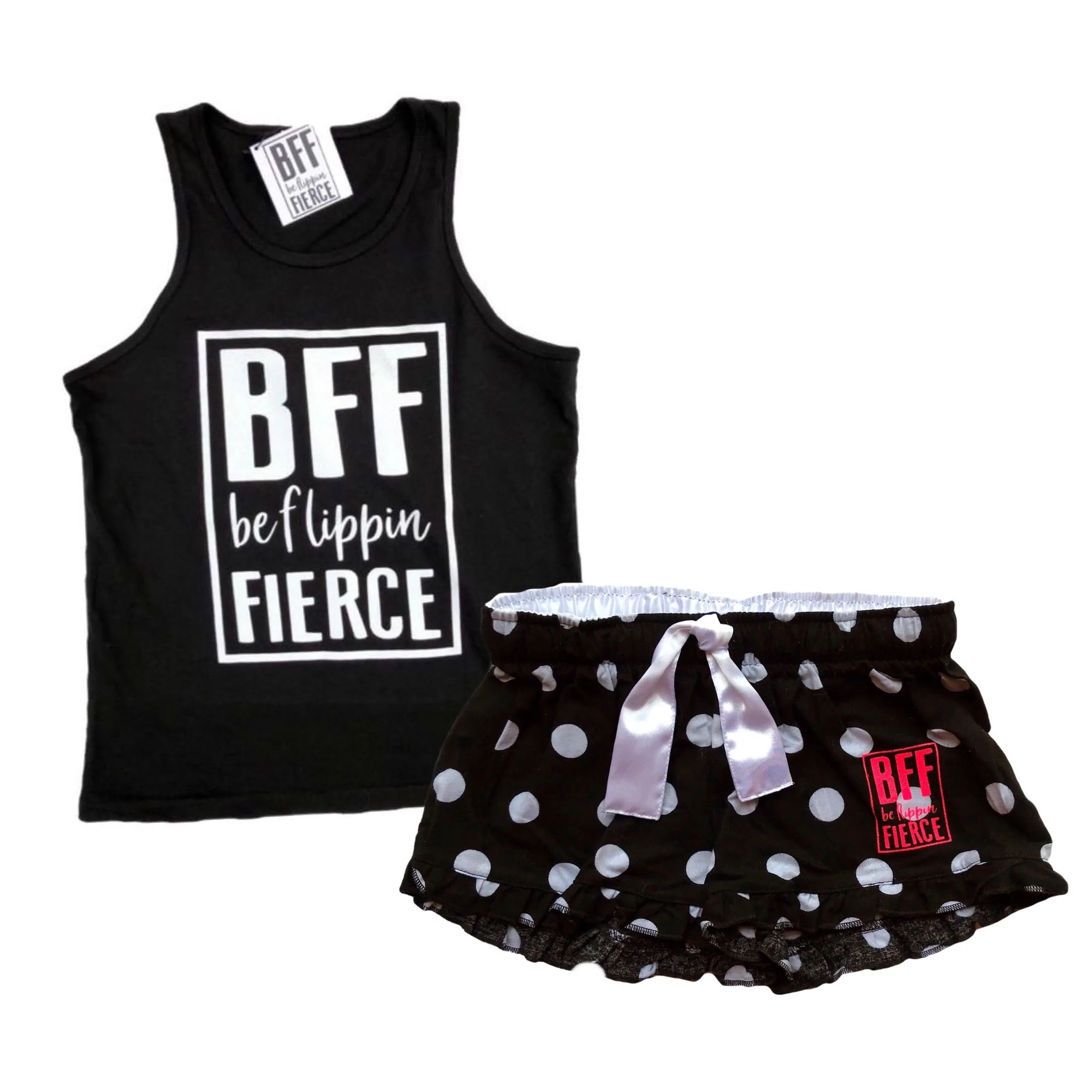 Lounge BFF Logo Shorts - Black/White Dot