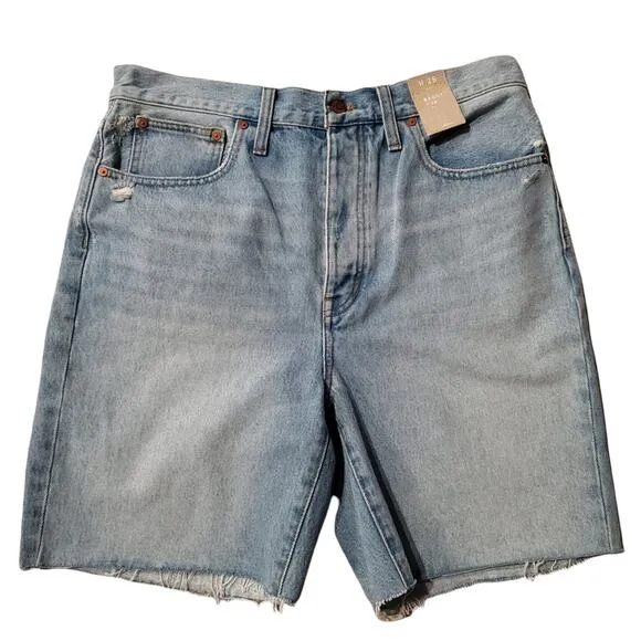 MADEWELL High-Rise Mid Length Baggy Denim Bermuda Shorts Cedarcroft Wash Size 28