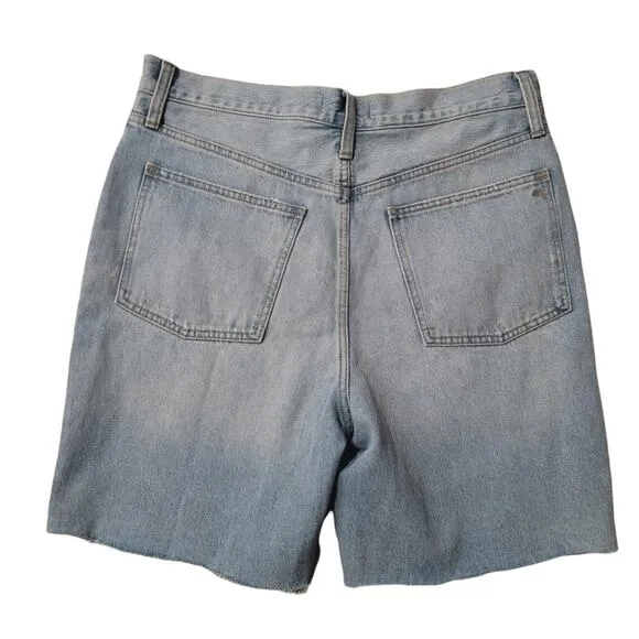 MADEWELL High-Rise Mid Length Baggy Denim Bermuda Shorts Cedarcroft Wash Size 28