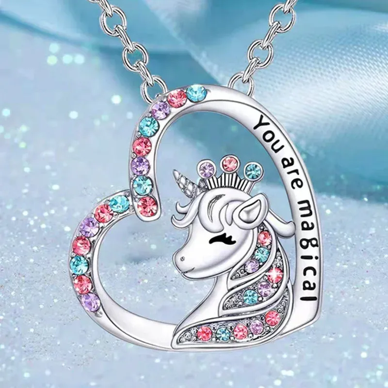 Magical Unicorn Initial Necklace - Horse Pendant Charm
