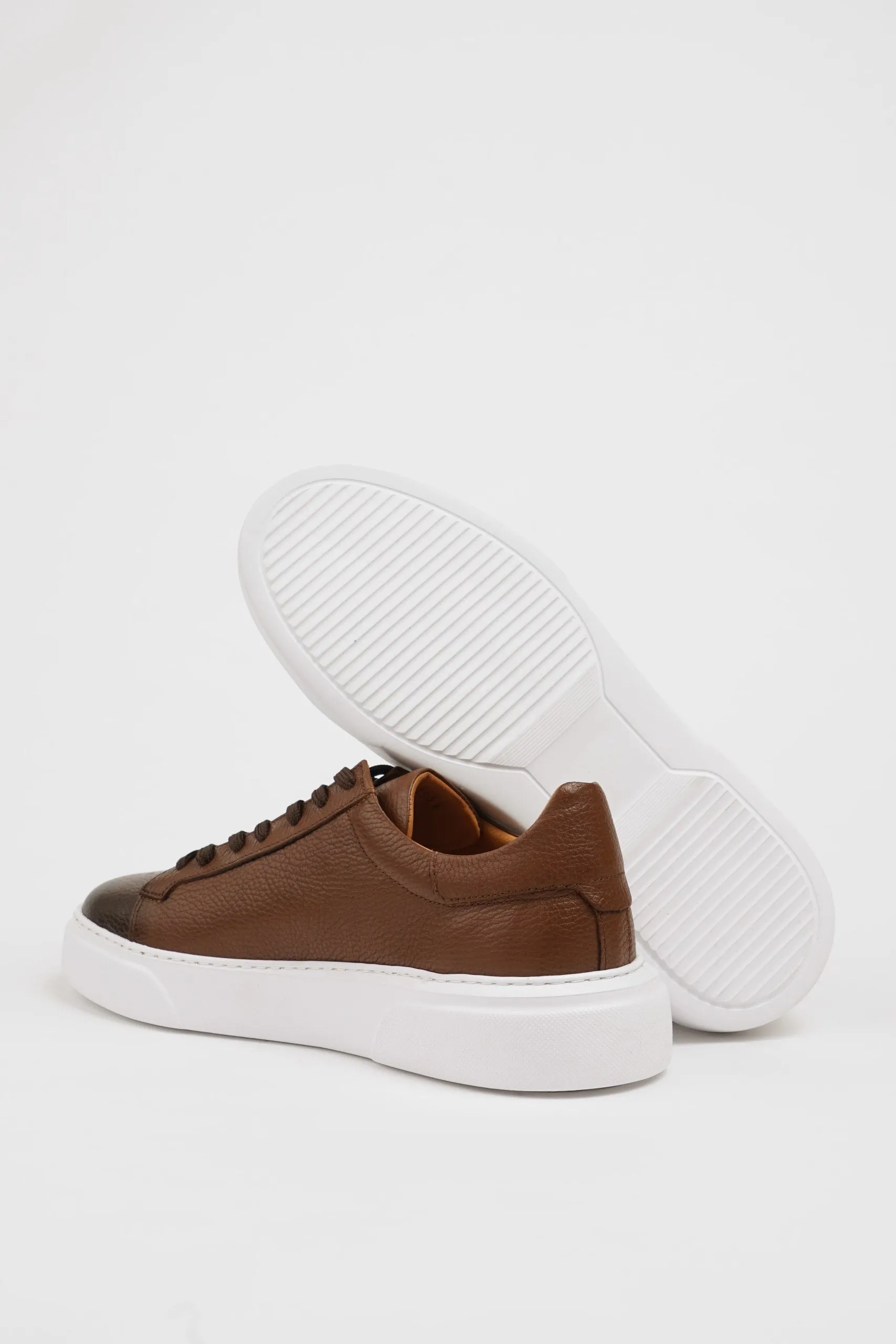 Maison Camel Leather Sneakers with Pool Sole