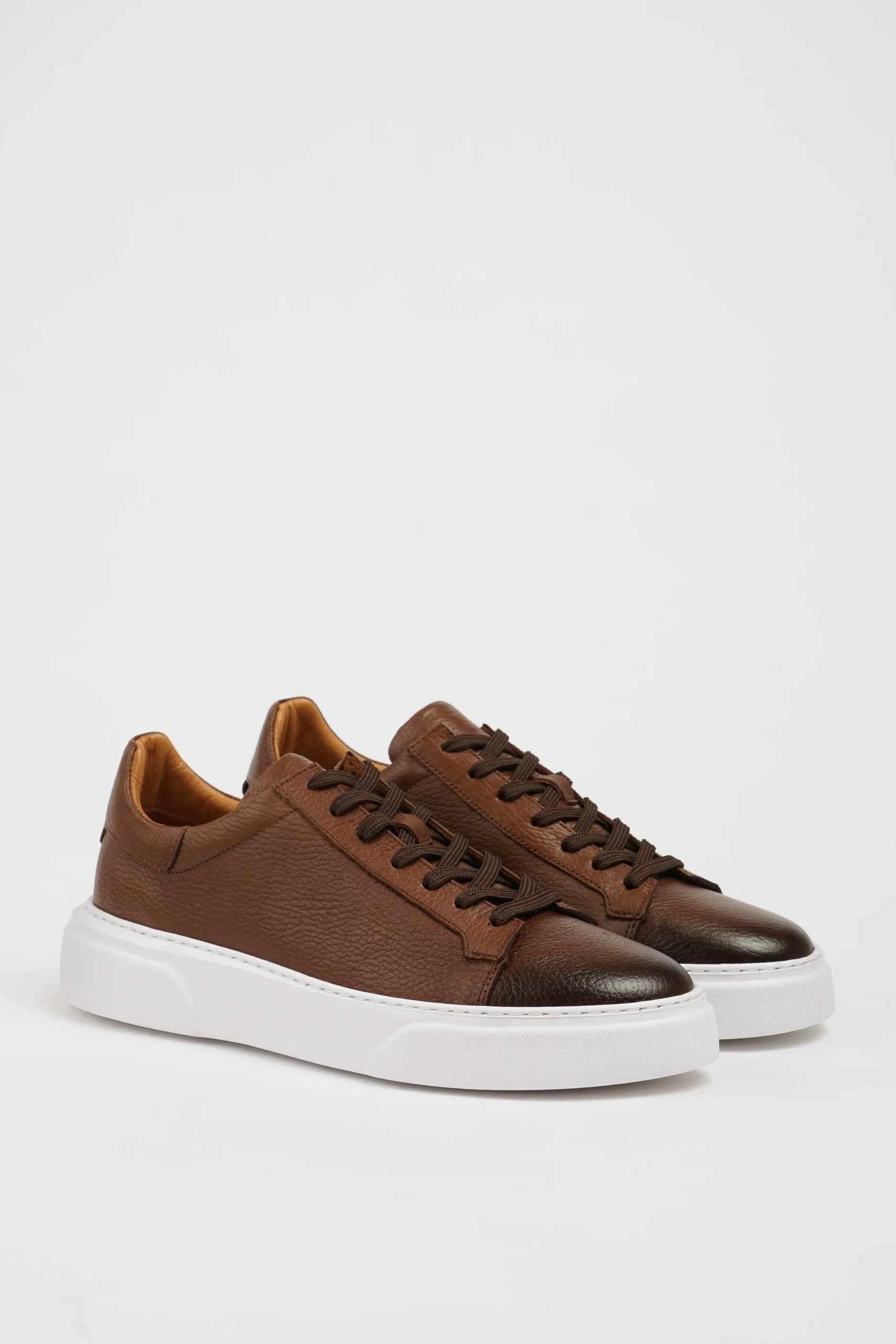 Maison Camel Leather Sneakers with Pool Sole