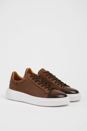 Maison Camel Leather Sneakers with Pool Sole