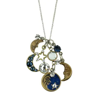 Man in the Moon Crystal Jumble Charm Necklace
